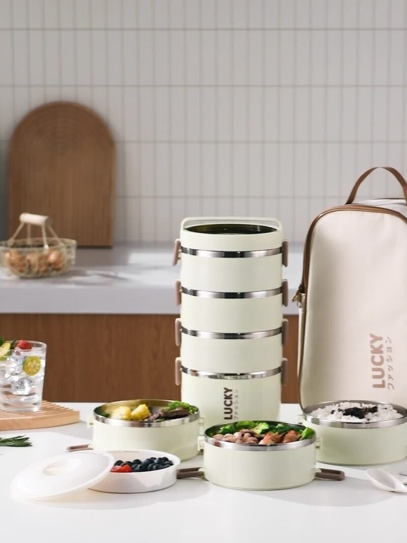 2-Tier Lunch Box Set u002F 3-Tier Lunch Box Set u002F 4-Tier Lunch Box Set - Large Capacity Stainless Steel Lunch Box with Insulated Lunch Bag, Suitable for School, Camping, Workplace - Ideal for Students and Office Workers - A Must-Have for Students
