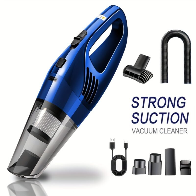 Portable 6000PA Car Vacuum: High-Suction Cordless Cleaner with 5 Pro-Attachments