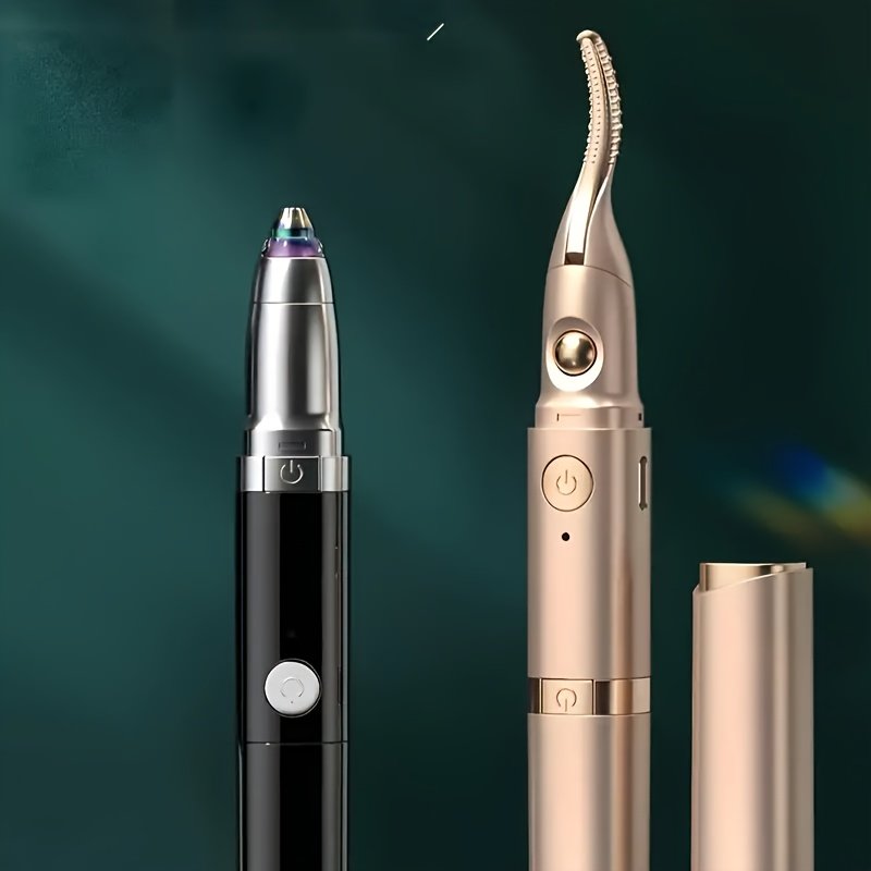 Stylish 2-In-1 Heated Eyelash Curler And Electric Eyebrow Trimmer - Quick Curl, Accurate Trim, Soft Heat, Dual-Function Beauty for Easy Grooming