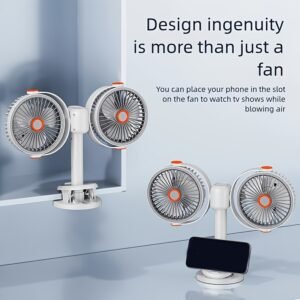 2026 Dual-Head 3-in-1 Circulating Fan: 5-Speed USB Rechargeable Clip & Wall-Mount Fan
