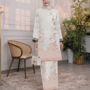 Modern Elegant Exclusive Raya Baju Kurung | Latest 2026 Batik Printed Soft & Ironless Moss Crepe Material, Long Sleeve, Crew Neck, Loose Fit For Springu002FSummer