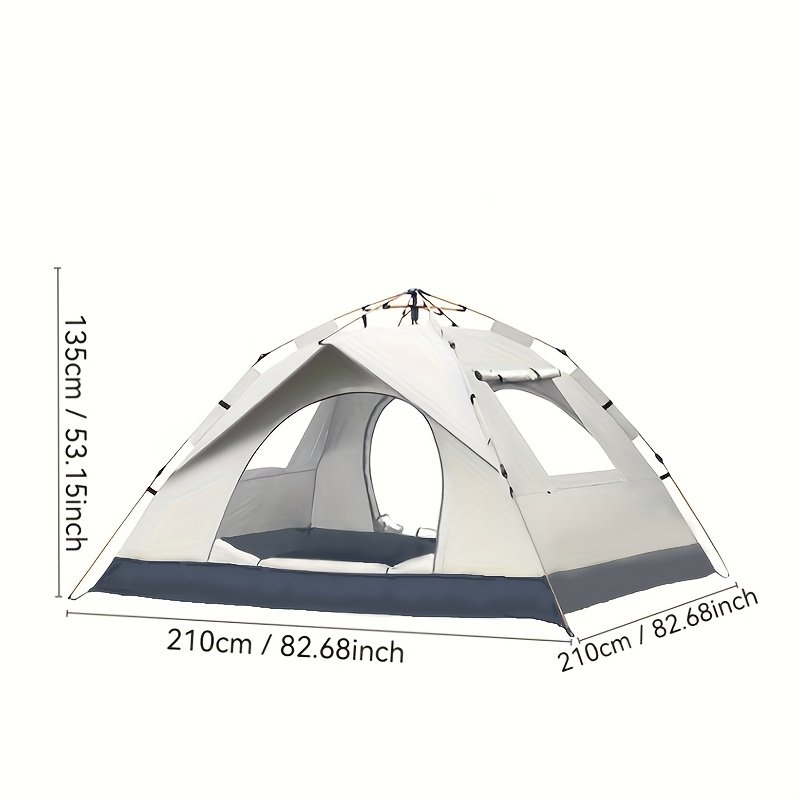 4-Person Automatic Pop-Up Tent: Waterproof Oxford Fabric Family Camping Tent with Mesh Windows