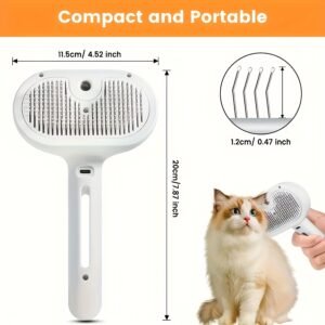 3-in-1 Steamy Pet Brush: Electric Spray Grooming & One-Click Hair Removal for Cats & Dogs