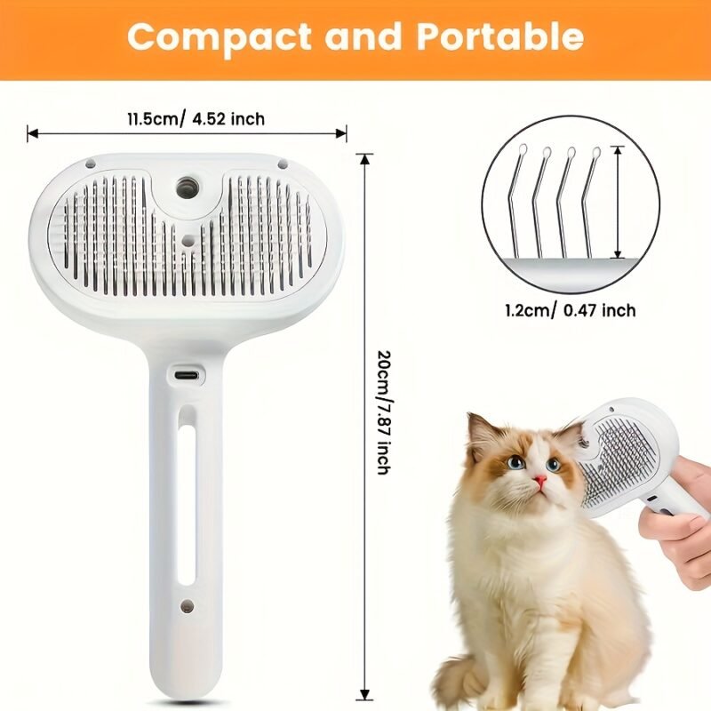 3-in-1 Steamy Pet Brush: Electric Spray Grooming & One-Click Hair Removal for Cats & Dogs