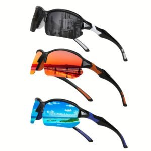 3pcs COMAXSUN Polarized Fashion Glasses for Men & Women - Lightweight PC Frame & TAC Glasses Suitable for,,,,, Driving, Suitable for Gifts with Cleaning Cloth, Non-Prescription Eyewear