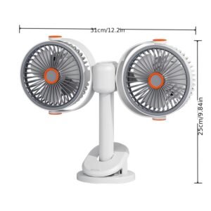 2026 Dual-Head 3-in-1 Circulating Fan: 5-Speed USB Rechargeable Clip & Wall-Mount Fan