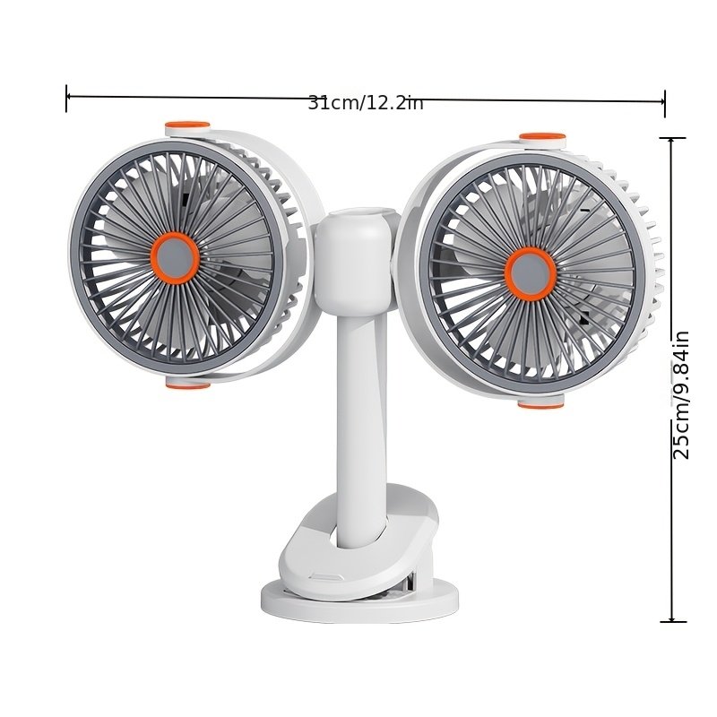 2026 Dual-Head 3-in-1 Circulating Fan: 5-Speed USB Rechargeable Clip & Wall-Mount Fan