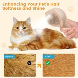 3-in-1 Steamy Pet Brush: Electric Spray Grooming & One-Click Hair Removal for Cats & Dogs