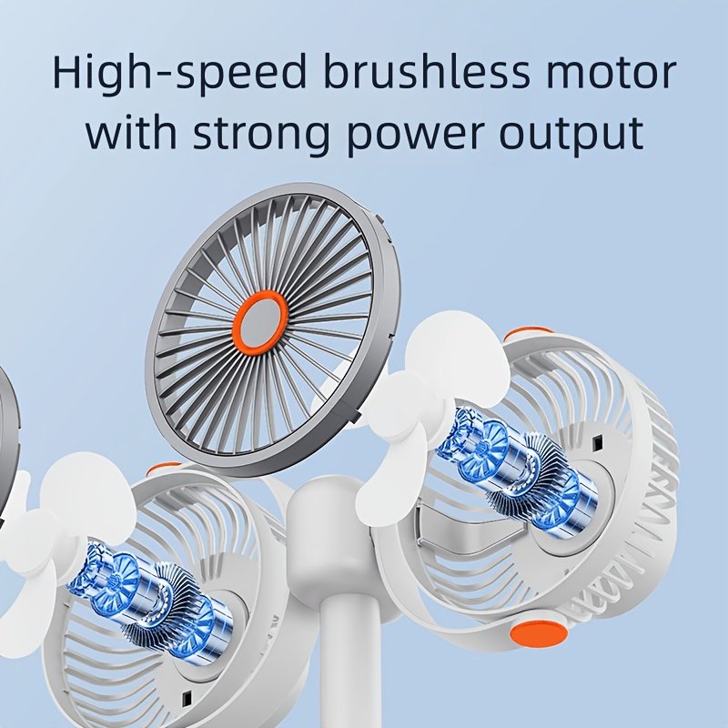 2026 Dual-Head 3-in-1 Circulating Fan: 5-Speed USB Rechargeable Clip & Wall-Mount Fan