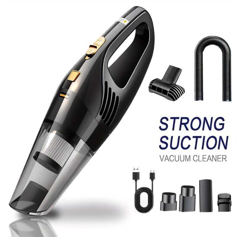 Portable 6000PA Car Vacuum: High-Suction Cordless Cleaner with 5 Pro-Attachments
