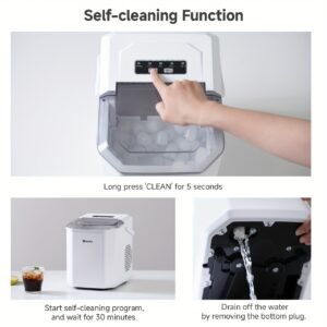 Simplus Ice Maker Household 1.3L Water Tank Compact Design Low Power Automatic Ice Production Self-cleaning Function for Convenience Rapid Ice Production In 7-8 Minutes Compact Size, Multiple Usage Scenarios, Kitchen, Dormitory, Office