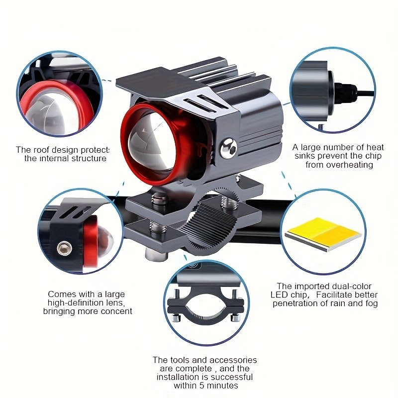 Heyword 14,000LM Dual-Color LED Fog Lights: 12V High-Intensity Spotlights for Motorcycle & ATV