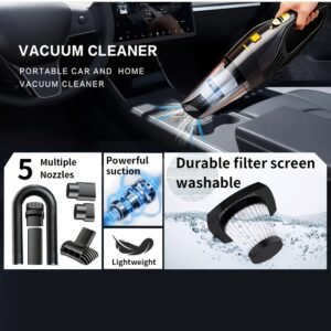 Portable 6000PA Car Vacuum: High-Suction Cordless Cleaner with 5 Pro-Attachments