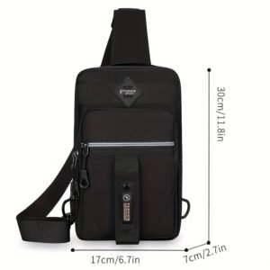 ShiLan Men's Outdoor Chest Bag - Stylish Nylon Crossbody, Casual Multi-Functional Sports Sling with Adjustable Strap (100-1.0cm), Zip Closure, and Multiple Compartments for Daily Commute & Adventures, Crossbody Bag