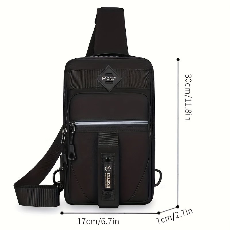 ShiLan Men's Outdoor Chest Bag - Stylish Nylon Crossbody, Casual Multi-Functional Sports Sling with Adjustable Strap (100-1.0cm), Zip Closure, and Multiple Compartments for Daily Commute & Adventures, Crossbody Bag