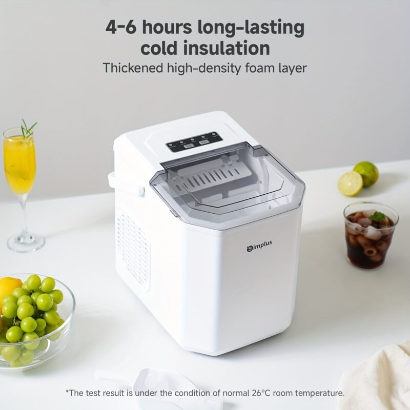 Simplus Ice Maker Household 1.3L Water Tank Compact Design Low Power Automatic Ice Production Self-cleaning Function for Convenience Rapid Ice Production In 7-8 Minutes Compact Size, Multiple Usage Scenarios, Kitchen, Dormitory, Office
