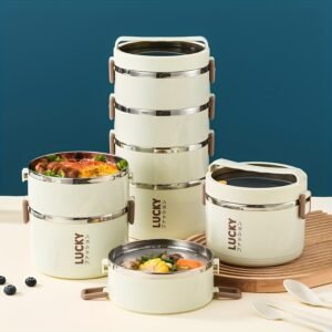 2-Tier Lunch Box Set u002F 3-Tier Lunch Box Set u002F 4-Tier Lunch Box Set - Large Capacity Stainless Steel Lunch Box with Insulated Lunch Bag, Suitable for School, Camping, Workplace - Ideal for Students and Office Workers - A Must-Have for Students