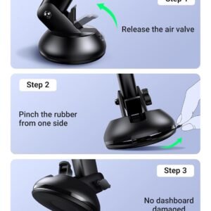 61TUydX1wgL._AC_SL1500_.jpg UGREEN Car Phone Holder Mount. Dashboard Windshield Smartphone Cradle. Strong Suction. Compatible with iPhone 16 Pro Max. Galaxy S24 Ultra