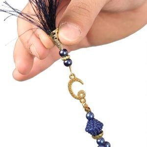 Prayer Mat Rug for Muslim Men. Women or Kids. Portable Praying Mat and Prayer Beads Sets for Islamic Gifts – Muslim Prayer Rug For Ramadan. Umrah. Hajj - Turkish Rug for Meditation and Worship (BLUE)