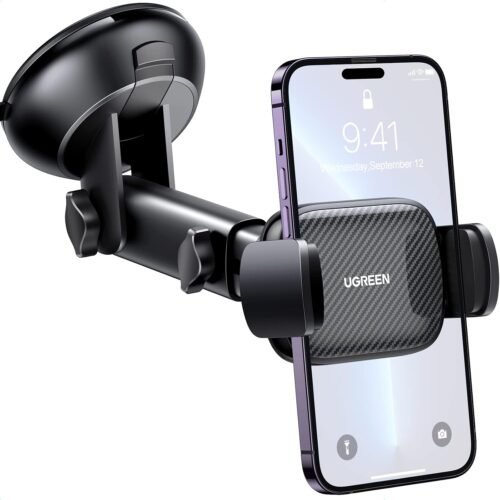 61w647p-UZL._AC_SL1500_.jpg UGREEN Car Phone Holder Mount. Dashboard Windshield Smartphone Cradle. Strong Suction. Compatible with iPhone 16 Pro Max. Galaxy S24 Ultra