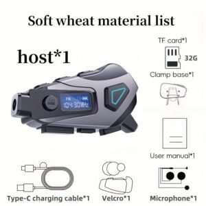 5-in-1 Helmet Headset: 2K DVR Camera & Bluetooth 5.4 Noise-Reduction Intercom (32GB Included)