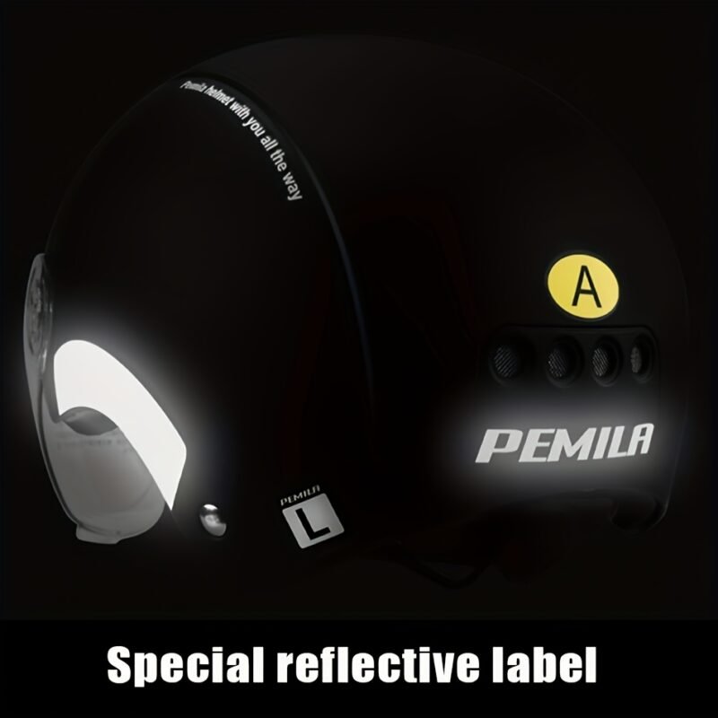 PEMILA City Commuting Safety Multi-Purpose Cycling Helmet Features an ABS Shell And EPS Cushioning Layer for Dual Protection. It Has an Adjustable Head Circumference, Multi-Angle Windproof Goggles, Metal Insect-Proof Ventilation Holes