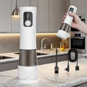 1pcu002F2pcs Automatic Electric Pepper & Salt Grinder - LED Display Stainless Steel Mill, External Coarseness Adjustment