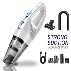 Portable 6000PA Car Vacuum: High-Suction Cordless Cleaner with 5 Pro-Attachments