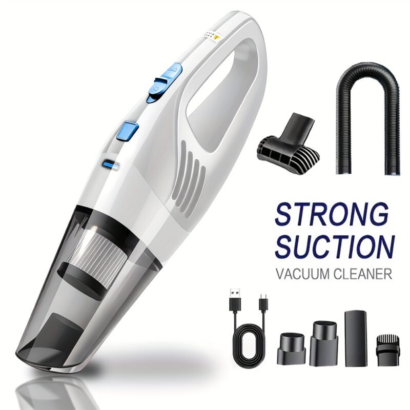 Portable 6000PA Car Vacuum: High-Suction Cordless Cleaner with 5 Pro-Attachments