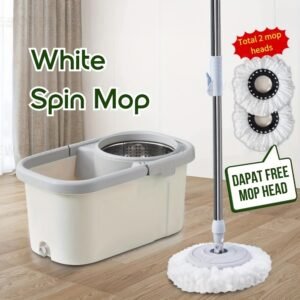 360° Quick-Spin Microfiber Mop: Hands-Free Bucket Set with Wheels & 2 Mop Pads