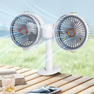 2026 Dual-Head 3-in-1 Circulating Fan: 5-Speed USB Rechargeable Clip & Wall-Mount Fan