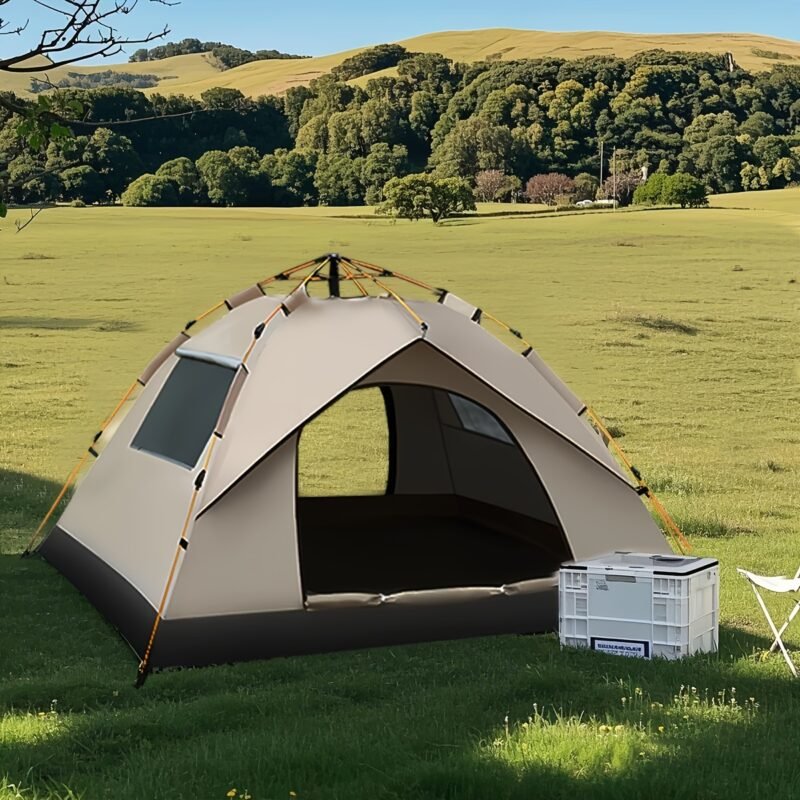 4-Person Automatic Pop-Up Tent: Waterproof Oxford Fabric Family Camping Tent with Mesh Windows