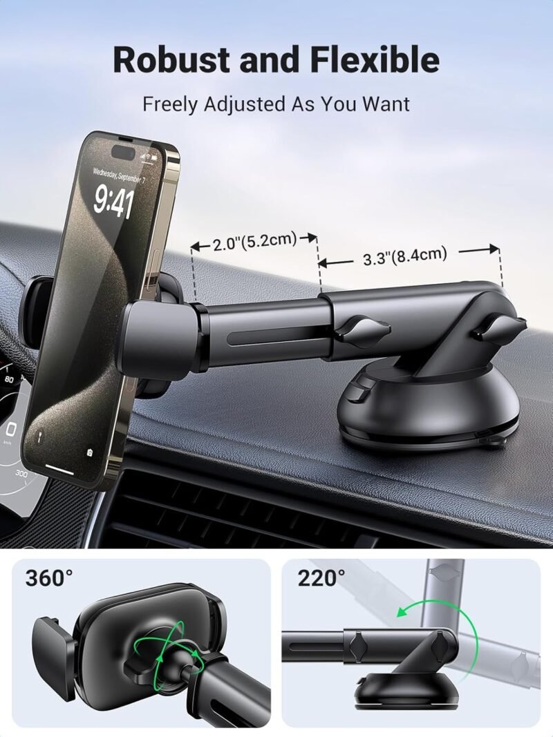 718czd7J2zL._AC_SL1500_.jpg UGREEN Car Phone Holder Mount. Dashboard Windshield Smartphone Cradle. Strong Suction. Compatible with iPhone 16 Pro Max. Galaxy S24 Ultra