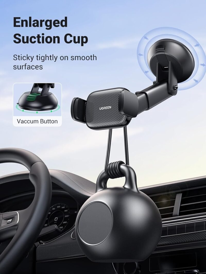 71SS1O1FxnL._AC_SL1500_.jpg UGREEN Car Phone Holder Mount. Dashboard Windshield Smartphone Cradle. Strong Suction. Compatible with iPhone 16 Pro Max. Galaxy S24 Ultra