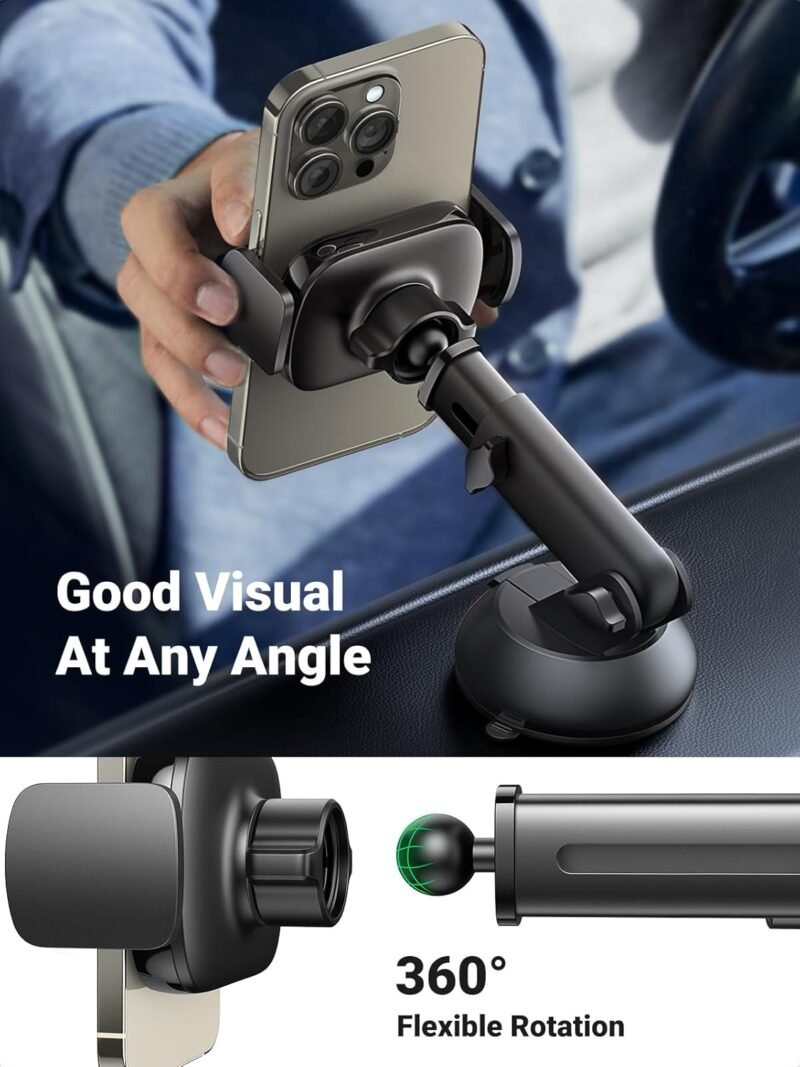 71YfqwzJQ2L._AC_SL1500_.jpg UGREEN Car Phone Holder Mount. Dashboard Windshield Smartphone Cradle. Strong Suction. Compatible with iPhone 16 Pro Max. Galaxy S24 Ultra