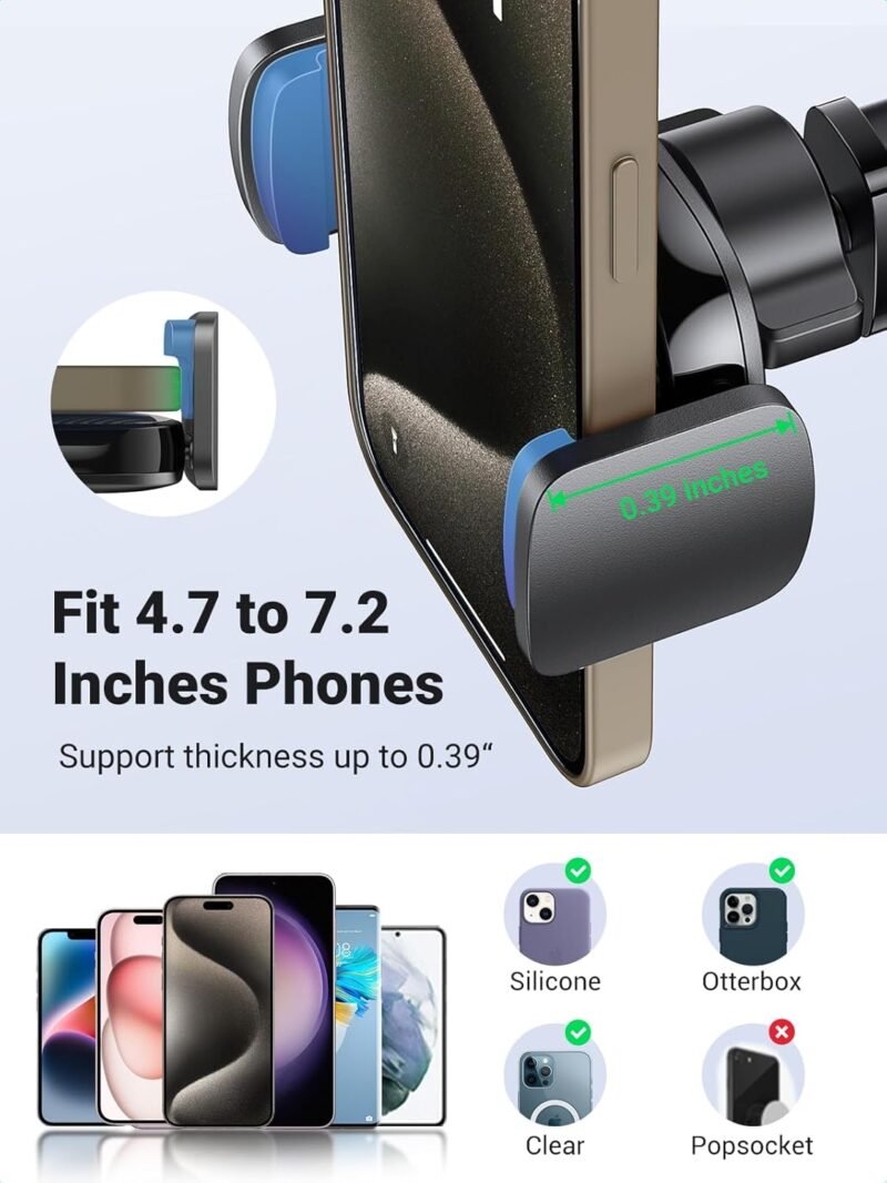 71nbbqIdCL._AC_SL1500_.jpg UGREEN Car Phone Holder Mount. Dashboard Windshield Smartphone Cradle. Strong Suction. Compatible with iPhone 16 Pro Max. Galaxy S24 Ultra