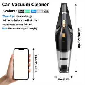 Portable 6000PA Car Vacuum: High-Suction Cordless Cleaner with 5 Pro-Attachments