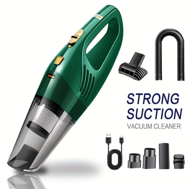 Portable 6000PA Car Vacuum: High-Suction Cordless Cleaner with 5 Pro-Attachments
