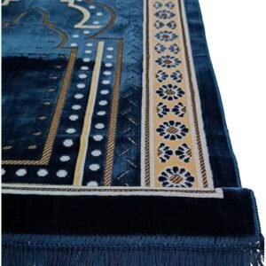 Prayer Mat Rug for Muslim Men. Women or Kids. Portable Praying Mat and Prayer Beads Sets for Islamic Gifts – Muslim Prayer Rug For Ramadan. Umrah. Hajj - Turkish Rug for Meditation and Worship (BLUE)