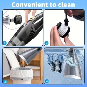 Portable 6000PA Car Vacuum: High-Suction Cordless Cleaner with 5 Pro-Attachments