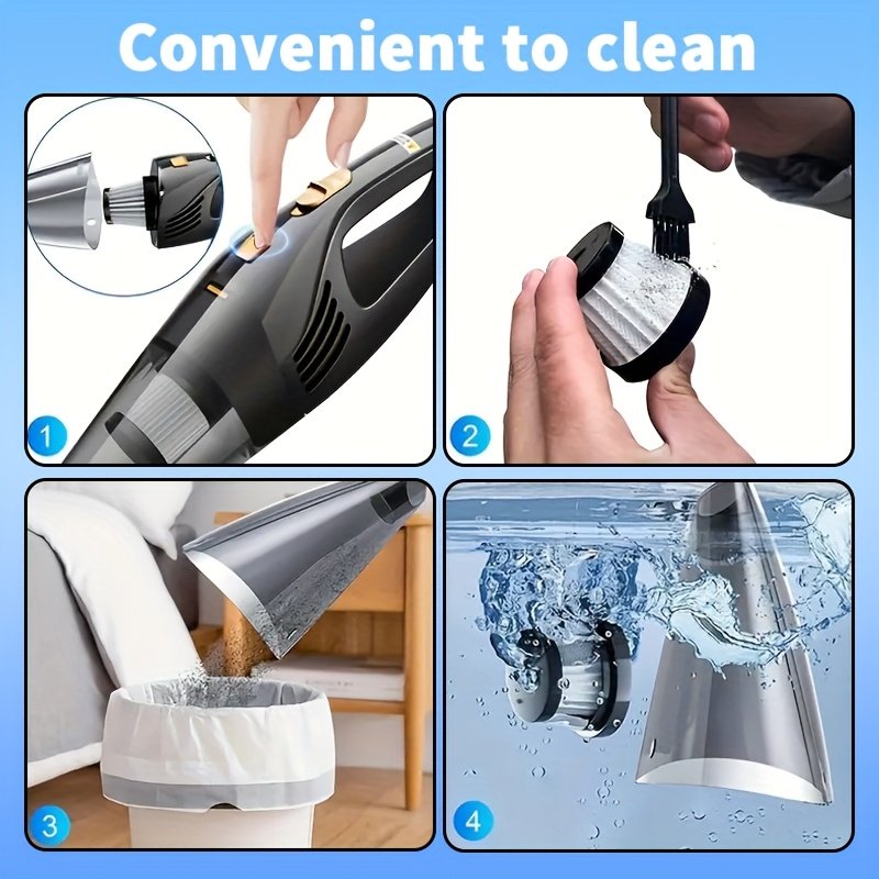 Portable 6000PA Car Vacuum: High-Suction Cordless Cleaner with 5 Pro-Attachments