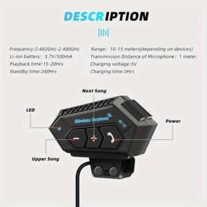 Wireless 12 Motorcycle Helmet Headset: Bluetooth Hands-Free Calls & HD Stereo Music