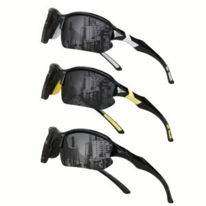 3pcs COMAXSUN Polarized Fashion Glasses for Men & Women - Lightweight PC Frame & TAC Glasses Suitable for,,,,, Driving, Suitable for Gifts with Cleaning Cloth, Non-Prescription Eyewear