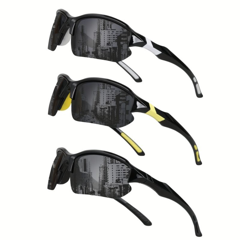 3pcs COMAXSUN Polarized Fashion Glasses for Men & Women - Lightweight PC Frame & TAC Glasses Suitable for,,,,, Driving, Suitable for Gifts with Cleaning Cloth, Non-Prescription Eyewear
