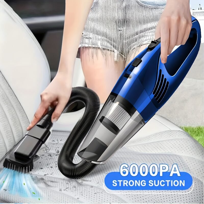 Portable 6000PA Car Vacuum: High-Suction Cordless Cleaner with 5 Pro-Attachments