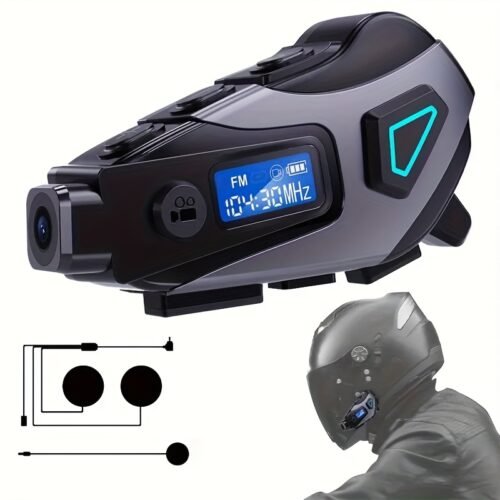 9dcd7f63-b951-446d-b9fd-8fe54c59a23d.jpg 5-in-1 Helmet Headset: 2K DVR Camera & Bluetooth 5.4 Noise-Reduction Intercom (32GB Included)