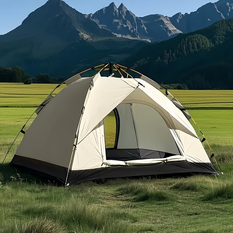 4-Person Automatic Pop-Up Tent: Waterproof Oxford Fabric Family Camping Tent with Mesh Windows