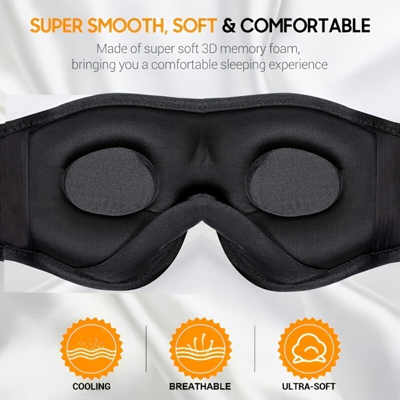 3D Wireless Sleep Mask: Bluetooth 5.2 Ultra-Thin Headphones & 100% Blackout for Deep Sleep