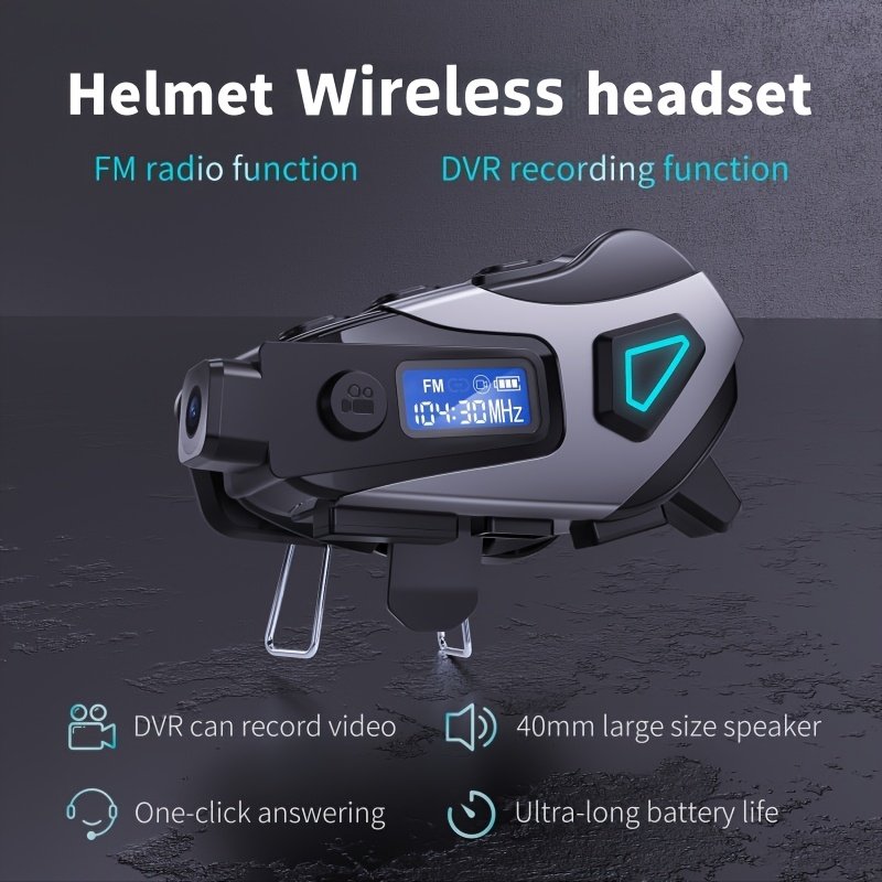 5-in-1 Helmet Headset: 2K DVR Camera & Bluetooth 5.4 Noise-Reduction Intercom (32GB Included)
