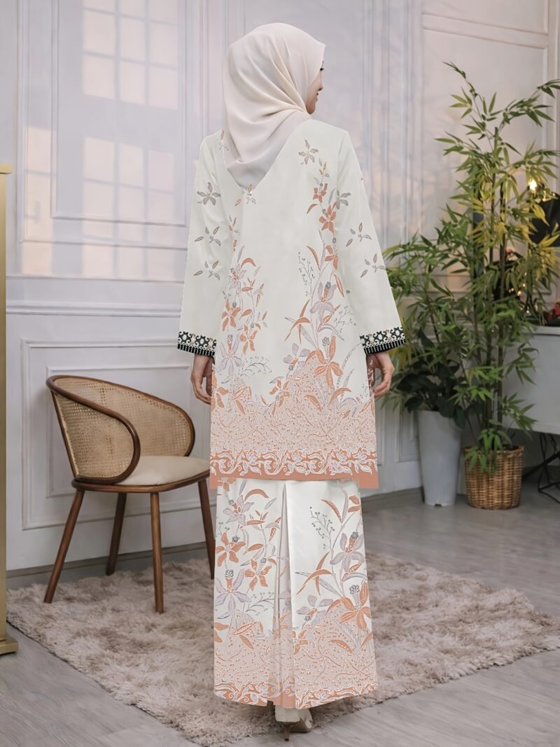Modern Elegant Exclusive Raya Baju Kurung | Latest 2026 Batik Printed Soft & Ironless Moss Crepe Material, Long Sleeve, Crew Neck, Loose Fit For Springu002FSummer